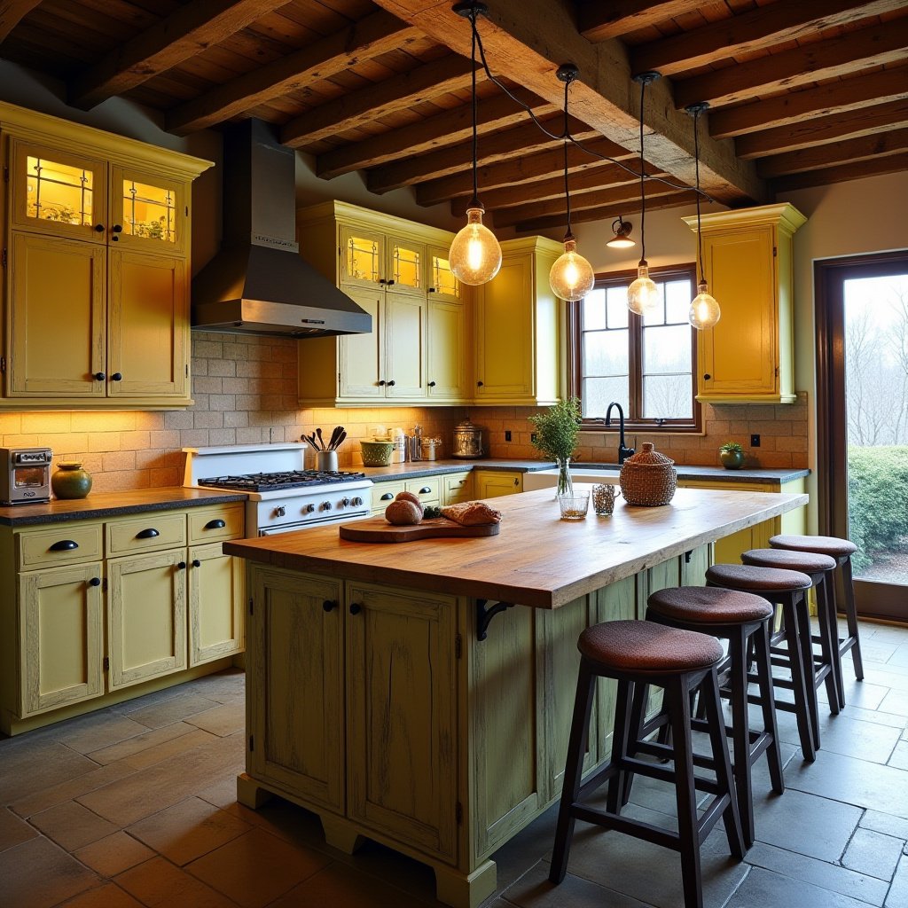 yellow kitchen cabinets 13