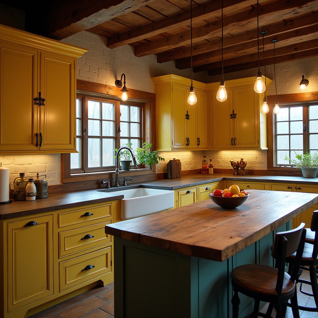 yellow kitchen cabinets 14